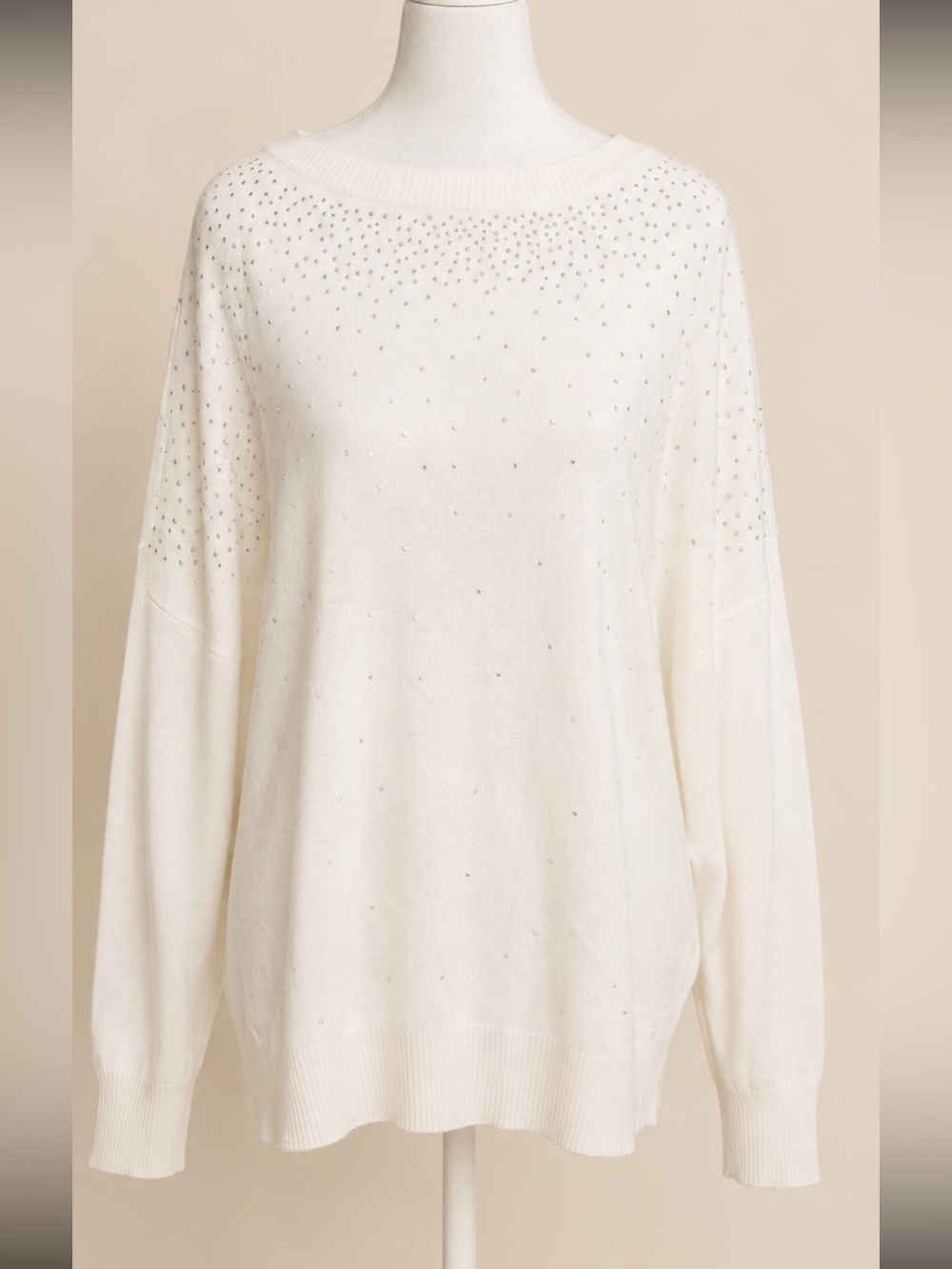 89th + Madison • Ivory Embellished Dolman Sleeve Sweater • XL • NWT